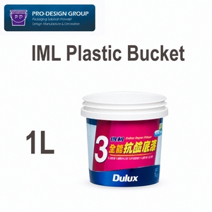<b>Plastic</b> Pail with Lid 1L Customizable IML Printed Airtight Undercoat <b>Primer</b> <b>Paint</b> Storage Bucket for Home Decor - Product Image 1