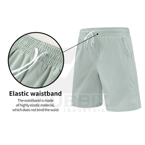 Shorts de sport pour hommes en gros, taille mi-haute, respirants, avec logo personnalisé, motif uni, en toile, pour activités de plein air et entraînement décontracté, pas chers - Product Image 5
