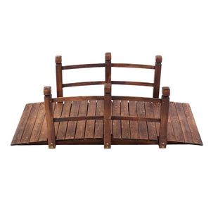 Piccolo Ponte ad Arco in Legno per Cortile, Ornamento da Giardino Anticorrosione con Finitura Carbonizzata, Ponte Paesaggistico - Product Image 6