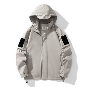 Chaqueta de Trabajo para Hombre, Negra, con Capucha, Resistente al Viento, Cuello Alto, Cierre de Cremallera, Color Sólido, Exterior de Poliéster, Corte Regular - Product Image 5