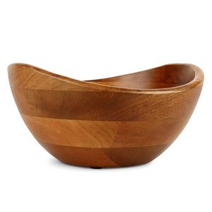Grand saladier en bois naturel de conception moderne, fait main, de qualité supérieure, compatible lave-vaisselle, idéal pour les buffets d'hôtel, la restauration et les mariages - Product Image 4