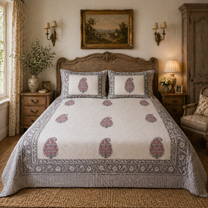 Elegant Jaipuri Bohemian Motif Indian Hand Block Printed 100% Cotton Luxury Bedsheet Set <b>King</b> <b>Size</b> 200TC Hospital Home Hotel use - Product Image 5