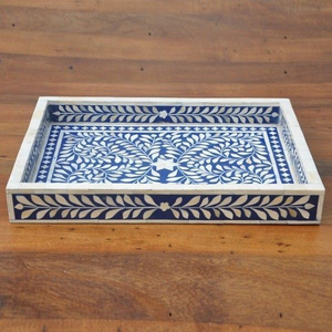 Plateau de service moderne en os incrusté de tissu, avec taille personnalisable et design décoratif, pour la maison, la cuisine, les mariages et Diwali - Product Image 1