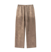 Pantalones de chándal de felpa de pierna ancha para mujer, de cintura media con cordón, ajuste holgado, largos, de algodón, color azul liso, estilo otoñal