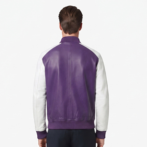 Veste bomber en cuir de qualité supérieure pour homme, veste bomber en cuir à manches longues, veste bomber en cuir PU pour homme avec fermeture éclair - Product Image 2