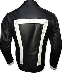 Chaqueta de Cuero Estilo Agente para Hombre, Chaqueta de Motociclista Negra, Venta al Por Mayor - Product Image 2
