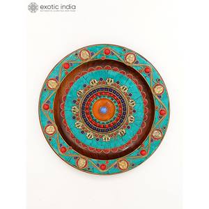 จานแขวนผนังลายฝังแบบทิเบต ขนาด 10 นิ้ว จากอินเดีย งานฝีมือประณีต รุ่น DDP497 - Product Image 3
