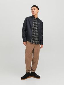 Chaqueta acolchada azul marino para hombre Trex Export con capa interior de camisa a cuadros, informal, cortavientos, para otoño, corte regular, cierre de cremallera, cuello vuelto. - Product Image 1