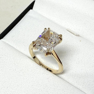 925 Silver Double Prong Setting 12x8 MM Elongated Cushion Cut Moissanite <b>Simulated</b> <b>Diamond</b> Minimalist Solitaire Engagement Ring - Product Image 3