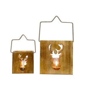 Porte-bougie en bois fait main avec coupelles en verre pour décoration intérieure, mariage, etc. - Product Image 3