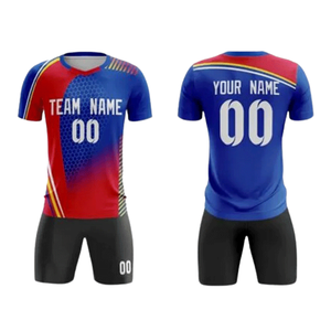 ชุดกีฬาฟุตบอลชาย เสื้อเจอร์ซีย์โพลีเอสเตอร์ 100% ระบายอากาศได้ดี พิมพ์ลายแบบซับลิเมชั่น ชื่อทีม ชื่อผู้เล่น และหมายเลข ชุดฟุตบอล - Product Image 5