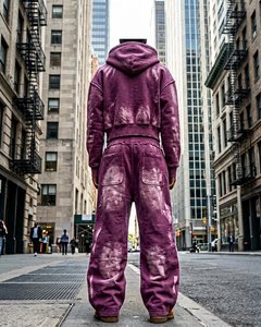 Ensemble sweat à capuche zippé et pantalon de survêtement pour homme, en coton épais délavé à l'acide, style streetwear premium, vente en gros - Product Image 1