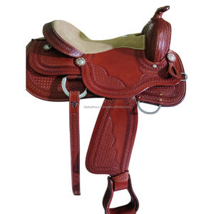 Sillín de Reiner de caballo occidental de cuero genuino de alta calidad exclusivo con sillín de doma transpirable cómodo curvado a mano - Product Image 2