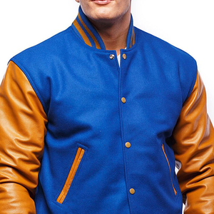 Letterman Customizable Varsity Jacket with <b>Stand</b> Collar Wool Body Front Logo Team Colors Option-High Street Style - Product Image 4