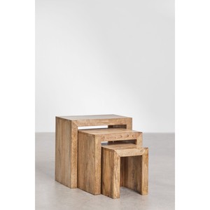 Mango Wood <b>Rectangle</b> Minimalist Design Nested <b>Side</b> <b>Tables</b> Set-Handcrafted Natural Finish Eco-friendly Durable Lightweight - Product Image 1