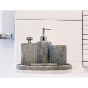 Magnifique distributeur de savon en marbre blanc moderne, ensemble de salle de bain rond, facile à nettoyer - Product Image 3