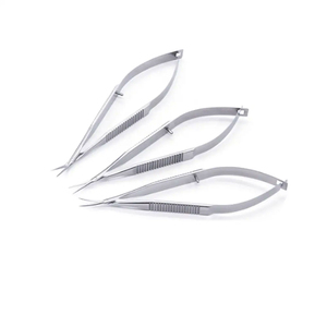 Ciseaux microscopiques Vannas, courbés et droits, en acier inoxydable, instrument chirurgical ophtalmique, poignée à ressort, CE OEM - Product Image 5