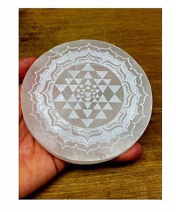 Figurine de Sélénite de Guérison et de Protection Spirituelle, Symbole Sri Yantra, Cristal Poli, Énergie Amoureuse, Reiki, Feng Shui, Pierres des Chakras - Product Image 5