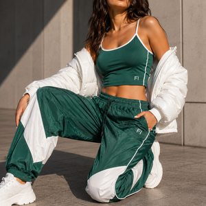Pantalon Harem Color Block à Taille Élastique et Bande Latérale, Joggers Sportifs Légers en Polyester pour Hommes, Tenue Décontractée Printemps - Product Image 6