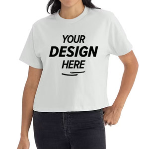 Hot Trending Women <b>Crop</b> T-Shirt Summer Short Sleeve Double Lined Seamless Fit Crew Neck Solid Cropped Tee Shirt Wholesale Bulk - Product Image 1