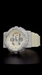 Reloj GShock GMA-S140 con Incrustaciones de Diamantes VVS Moissanite, Correa de Goma Blanca, Bisel y Caja Plateados, Pantalla Ana-Digi, para Mujer/Unisex - Product Image 2