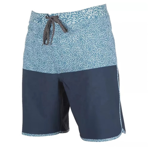 Men's Quick Dry Board Shorts | Two-Tone Mint Green & <b>Grey</b> Patterned Swim <b>Trunks</b> | High-Performance Summer Surf Beach Shorts - Product Image 3