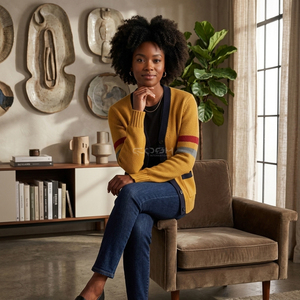 Cosh International Knitted Solid Sisterhood Winter Sorority Varsity Women Clothing Vintage Mustered <b>Cardigan</b> <b>Sweater</b> - Product Image 4