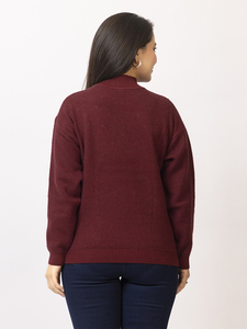 เสื้อสเวตเตอร์คอสูงถักสำหรับผู้หญิง แขนยาว สีพื้น แต่งกระดุม สวมใส่สบายๆ สำหรับฤดูหนาว สไตล์ทันสมัย - Product Image 2