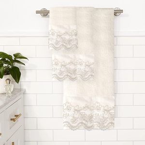 Set di Asciugamani da Bagno Moderno in 3 Pezzi, Design Unico con Motivo a Rose Beige - Product Image 4