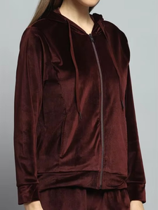 Conjunto Deportivo de Terciopelo para Mujer, con Capucha, Corte Holgado, Color Sólido, Informal, con Bolsillos, para Todas las Temporadas, 100% Poliéster - Product Image 5
