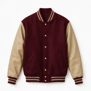 Veste universitaire en cuir véritable de haute qualité avec boutons pression personnalisés et patchs OEM - Product Image 2
