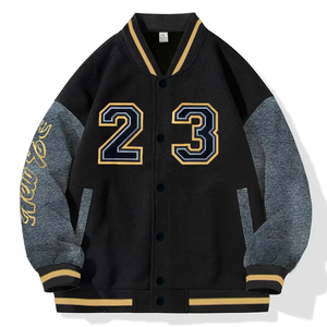 Chaqueta Varsity Estilo Streetwear para Hombre, con Parches de Color en Contraste, Estampado de Letras, Uniforme de Béisbol, Chaqueta Bomber, Corte Holgado - Product Image 1