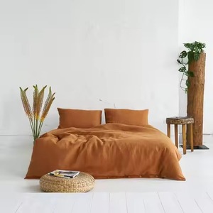 Parures de couette luxueuses en lin, 3 pièces, unies - Product Image 1
