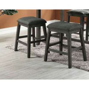 Moderno contemporaneo bancone altezza sala da pranzo sedie Set di 2 sgabelli alti con finitura grigio cuscino in legno schiuma sedile - Product Image 4