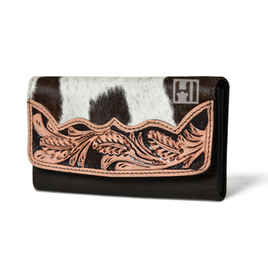 Western Hair-On Cowhide Leather <b>Wallet</b> RFID Blocking Women's Clutch Purse - Product Image 2
