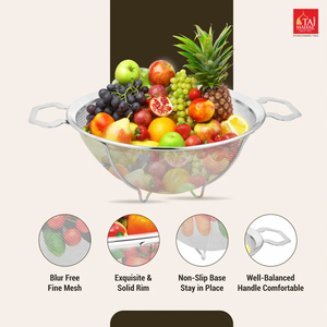 Panier de réfrigérateur multifonctionnel en acier inoxydable S.S. Flora avec renfort en maille, panier de drainage pour aliments - Product Image 4