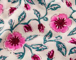 Tissu Popeline Florale 100% Coton 53/54 Pouces Blanc Rouge Bleu Imprimé Botanique Respirant Textile de Maison Tissé Fil Peigné Moyen - Product Image 4