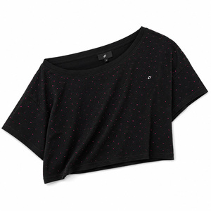เสื้อครอปสตรีทแวร์แบบมีกลิตเตอร์ เสื้อผู้หญิงทรงโอเวอร์ไซส์ ไหล่เดียว ทรงหลวม เสื้อแฟชั่นท็อป รับผลิตเสื้อผ้าตามสั่ง OEM/ODM - Product Image 3
