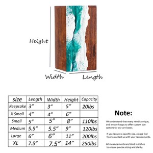 Handcrafted Rosewood Cremation Urn Ocean Wave Resin Art for human madium size 9x5.5 inches urn <b>box</b> - Product Image 3