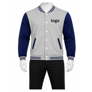 Wholesale French Terry Men's Stand Collar Varsity Jacket Plus Size Solid Color Embroidered Wool <b>Liner</b> Waterproof Quick-Dry Front - Product Image 1