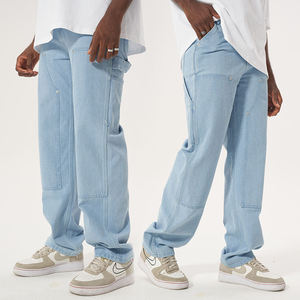 Pantalones Cargo de Mezclilla Vintage Lavada Personalizados al por Mayor para Hombre, Estilo Urbano, Corte Recto y Holgado - Product Image 6