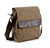 Tas Selempang Kanvas Navrit Creation Biru dengan Tali Cokelat, Penutup Gesper, Ukuran Besar, Kantong Samping, Untuk Penggunaan Sehari-hari, Semua Musim