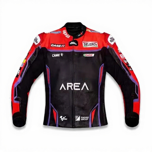 เสื้อแจ็คเก็ตหนังสำหรับแข่งรถ Maverick Vinales MotoCP ทำจากหนังวัว/หนังจิงโจ้ ตัดเย็บตามขนาด พร้อมรูระบายอากาศ ป้องกันการกระแทก มาตรฐาน CE - Product Image 1