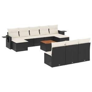 Set Divano Moderno da Esterno in Rattan Nero con Cuscini Crema, Impermeabile, Arredamento Contemporaneo da Giardino per Patio e Terrazza - Product Image 4