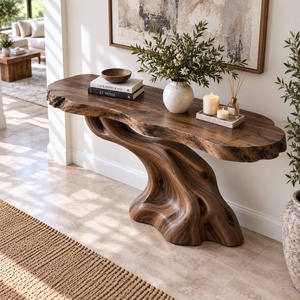 Table console rustique à bord naturel pour entrée, design rustique, table d'appoint artisanale, mobilier - Product Image 2