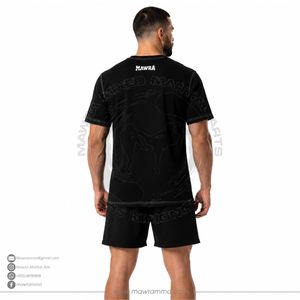 Mawra Martial Arts Custom Screen Print Balaclava Graphic T-Shirt <b>Mens</b> Streetwear <b>Black</b> Short Sleeve Cotton Tee Casual Urban Tops - Product Image 3