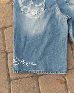 Shorts en jean personnalisés imprimés à l'écran / Shorts en jean vintage pour homme, design streetwear d'été personnalisé, en coton - Product Image 5