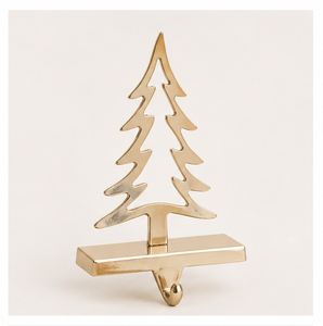 Luxurious Gold Metal Christmas Tree <b>Stocking</b> <b>Holder</b> For Mantel Heavy Duty Weighted Base Hollow Tree Design Fireplace Hanger Home - Product Image 3