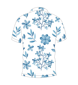 เสื้อโปโลผู้ชายสีขาวพิมพ์ลายดอกไม้สีฟ้าแขนสั้นลำลองแฟชั่นฤดูร้อนเสื้อยืดกอล์ฟ - Product Image 2
