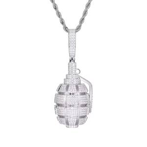 Colgante de Granada de Moissanita de Plata 925, Chapado en Oro, con Engaste de Garra, Estilo Hip Hop, Unisex, Joyería de Regalo - Product Image 3